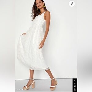 Ivory lace bustier lace up midi dress